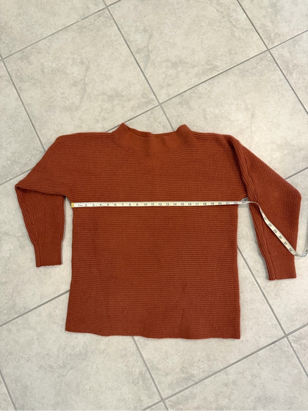 Burnt Orange Mock Neck Ribbed Knit oversized Sweater - Women size L